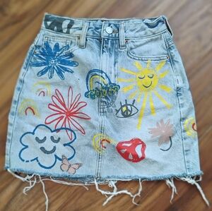 PacSun Graphic Denim Mini Skirt